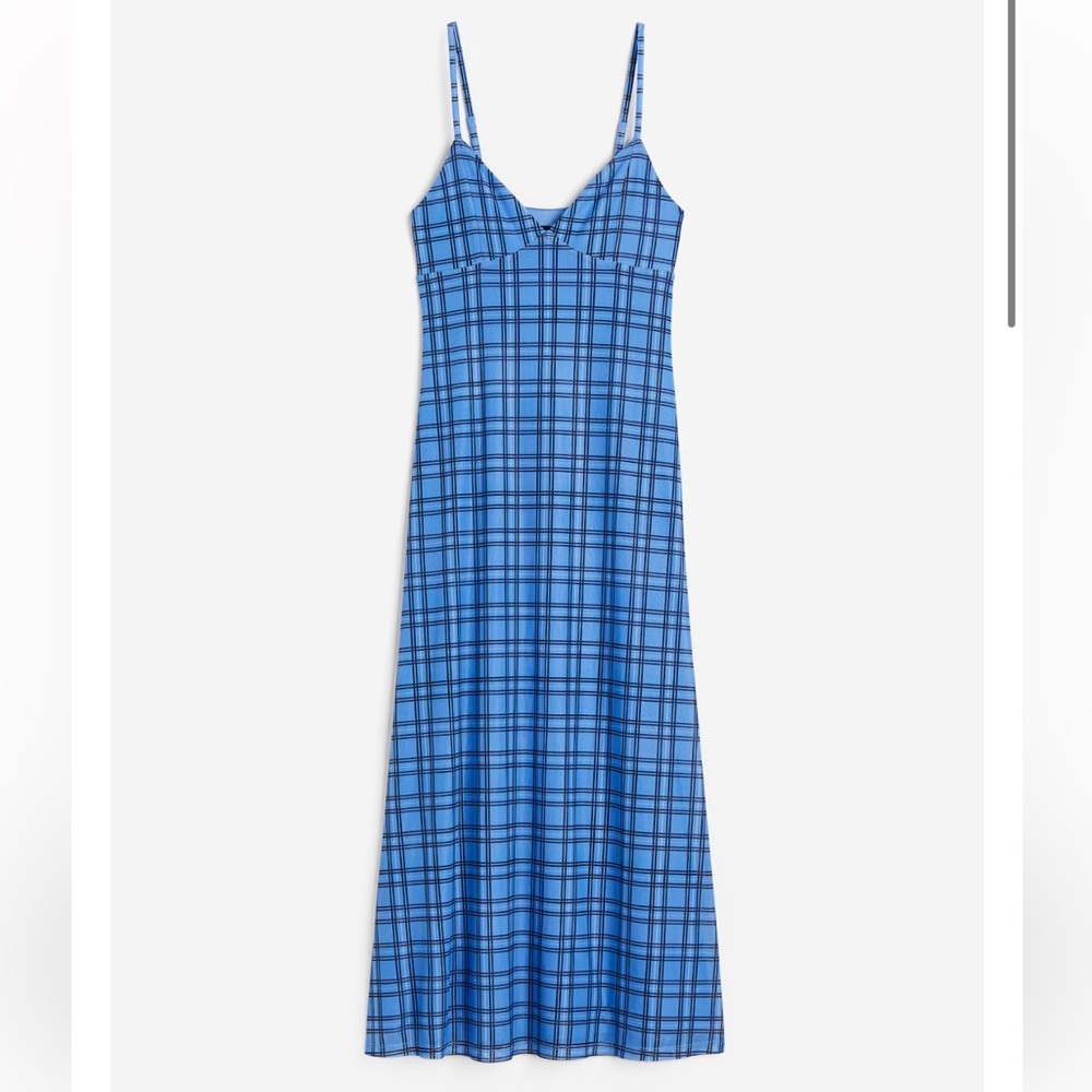 NWT mesh slip dress blue checked/plaid